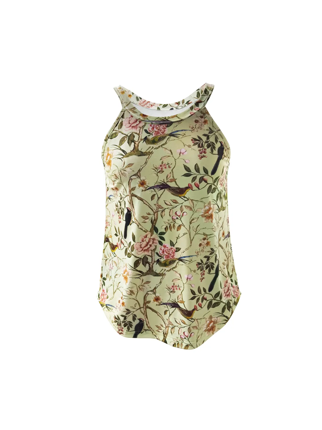 2024 summer new vest explosion retro sleeveless printed plant pattern top slimming