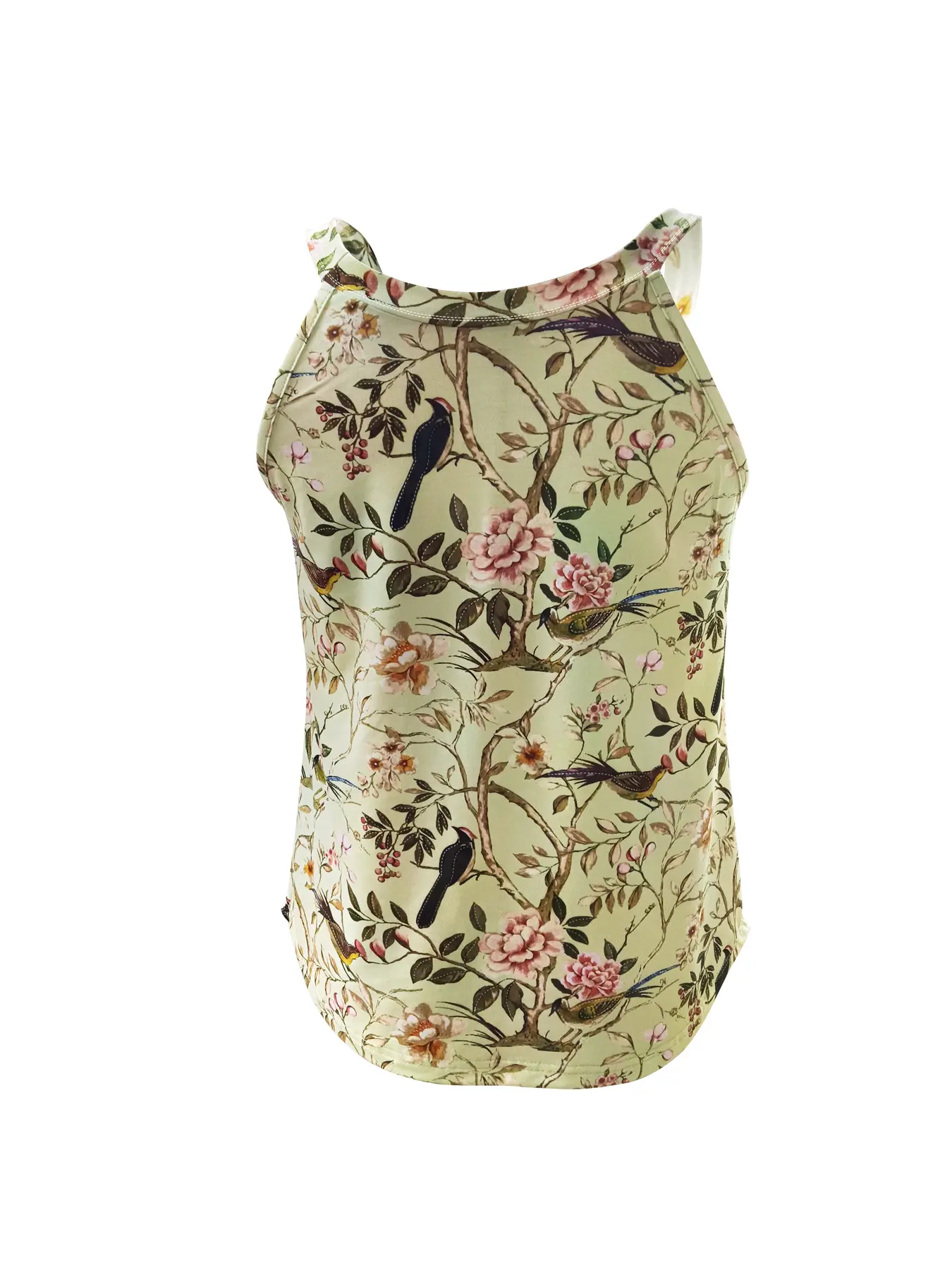 2024 summer new vest explosion retro sleeveless printed plant pattern top slimming