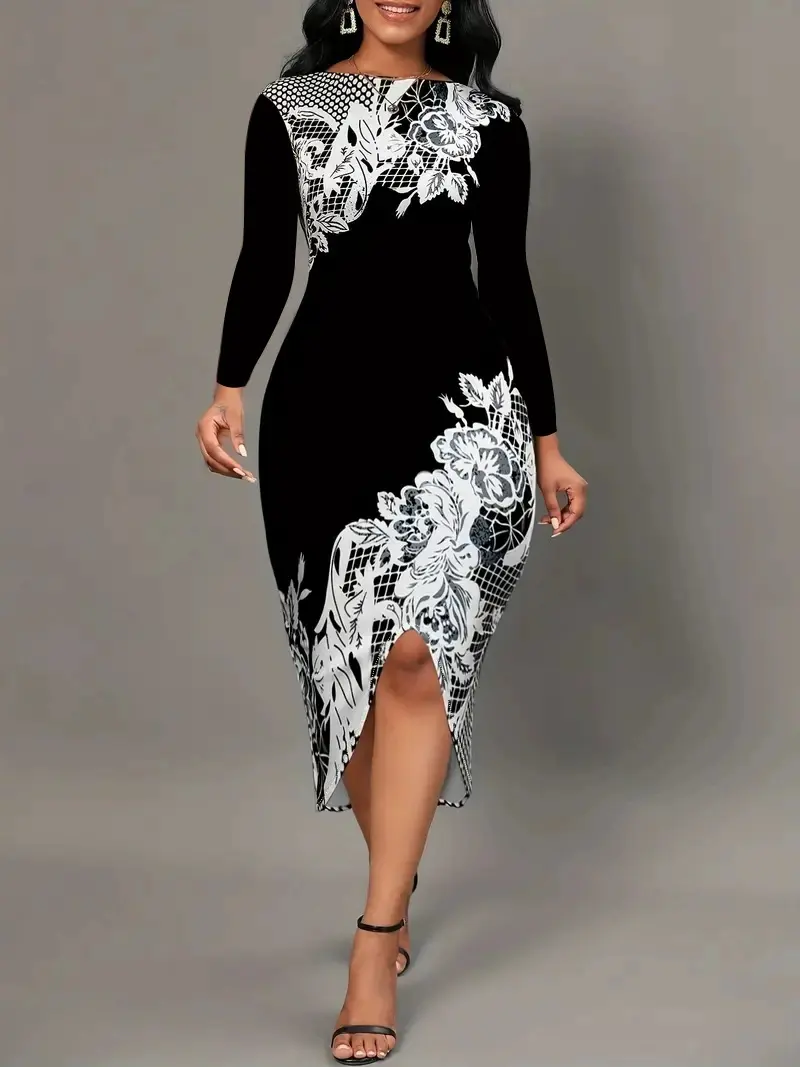 2025 autumn women's temperament commuting style cheongsam hip slim dress