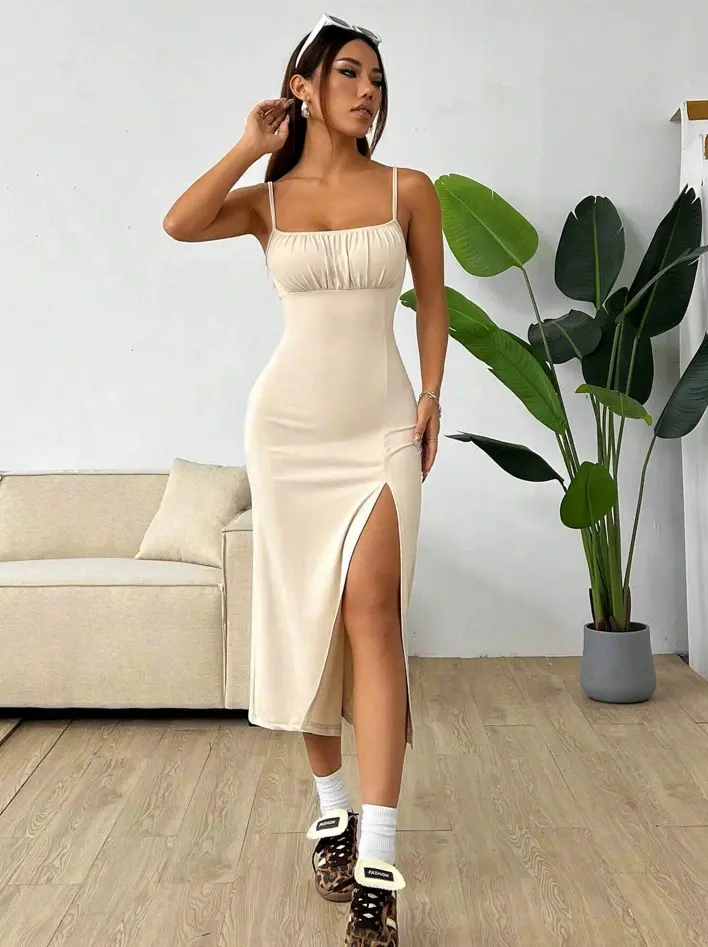 Fall  Long Strapless Leopard Print Wrap Dress High Slit Curvy Fit Maxi Gown for Women International Fashion Trend