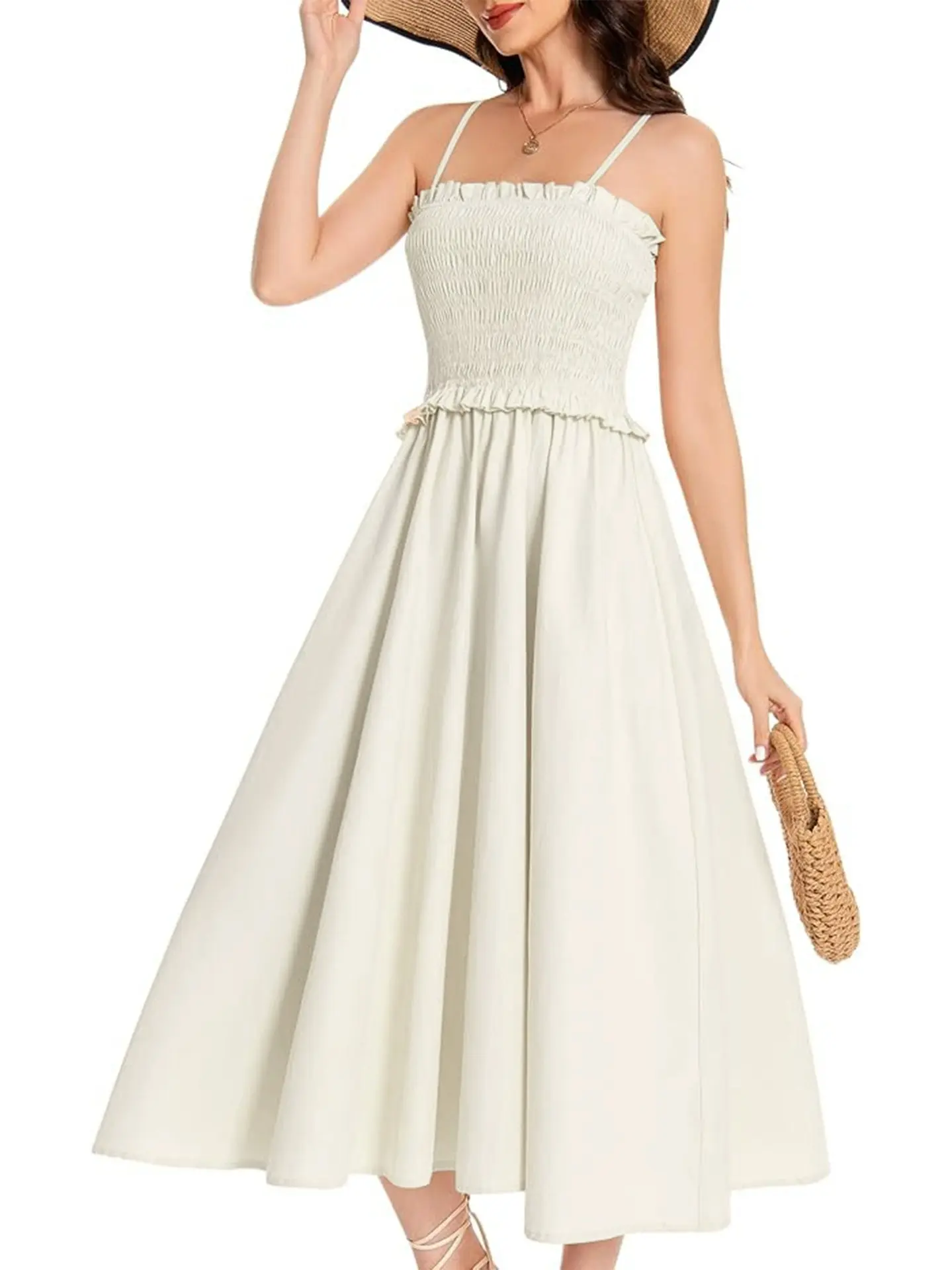 Summer 2025 women's dress set, French first love style, gentle and delicate, slimming and flattering, waist-cinching long dress