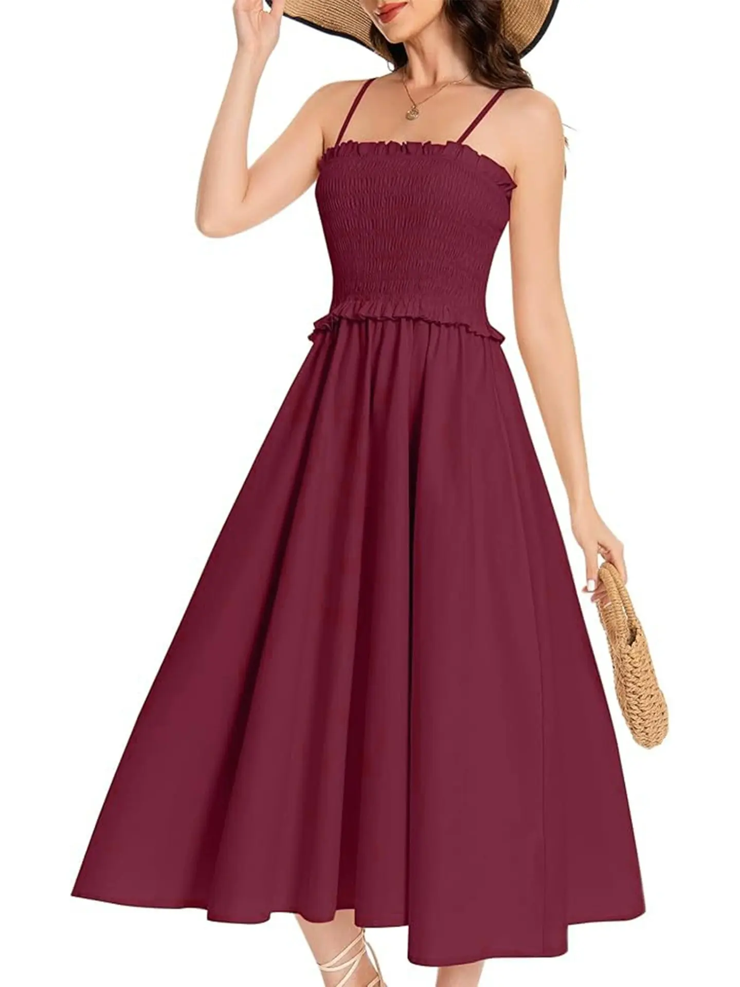 Summer 2025 women's dress set, French first love style, gentle and delicate, slimming and flattering, waist-cinching long dress