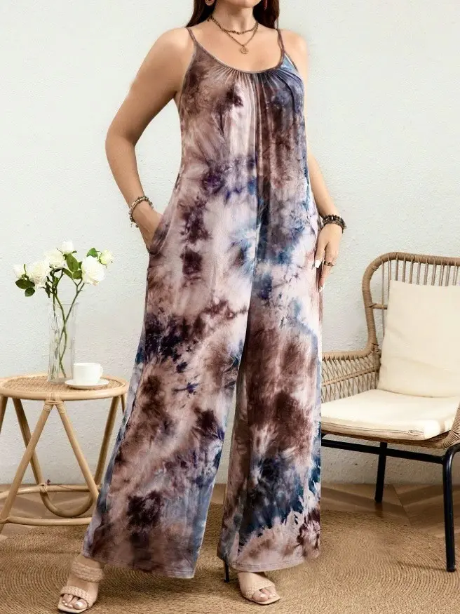 Summer Women's Clothing New Arrival Amazon Cross-Border Strap Vest Jumpsuit Printed Casual Pants European Style Fashion