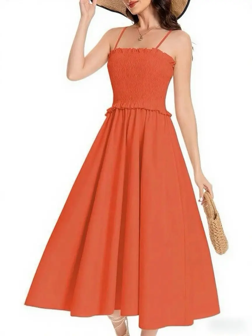 Summer 2025 women's dress set, French first love style, gentle and delicate, slimming and flattering, waist-cinching long dress