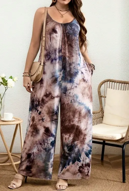 Summer Women's Clothing New Arrival Amazon Cross-Border Strap Vest Jumpsuit Printed Casual Pants European Style Fashion