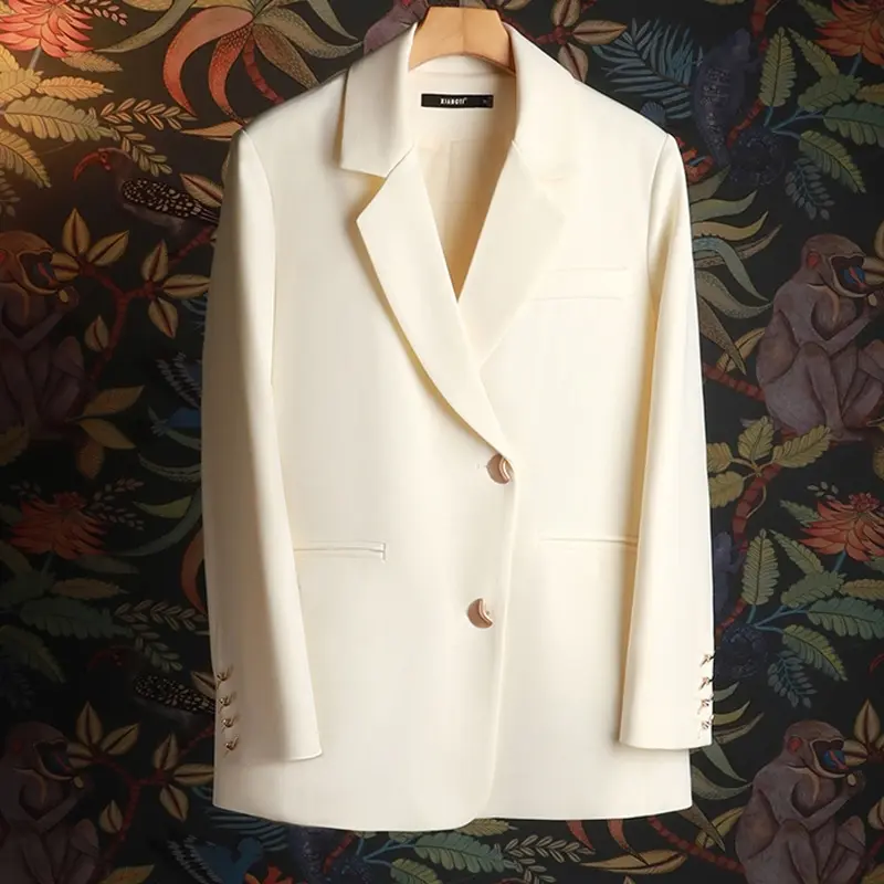 LANMREM Women's Single Breasted Blazer 2025 New Fashion 2025 Autumn Chic Casual Back Slit Design Niche Famale Suit Coat 2DB4253
