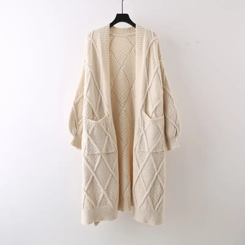 LANMREM Cable Knit Sweater Cardigan Coat Women's 2025 New Korean Chic Autumn Winter Thickened Knitting Long Clothing 2DB4257