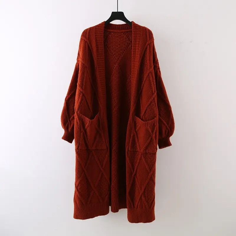 LANMREM Cable Knit Sweater Cardigan Coat Women's 2025 New Korean Chic Autumn Winter Thickened Knitting Long Clothing 2DB4257