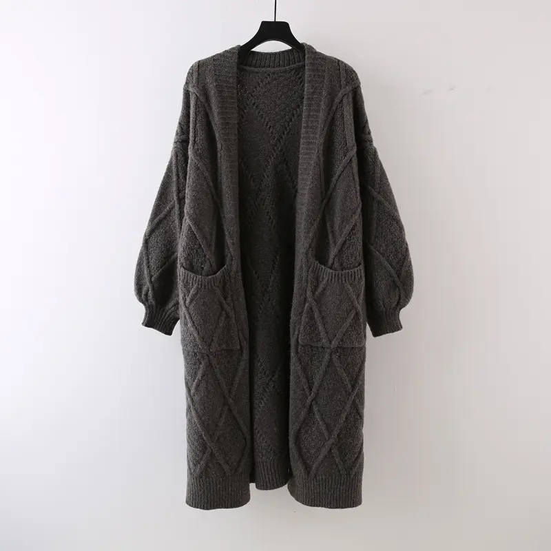 LANMREM Cable Knit Sweater Cardigan Coat Women's 2025 New Korean Chic Autumn Winter Thickened Knitting Long Clothing 2DB4257