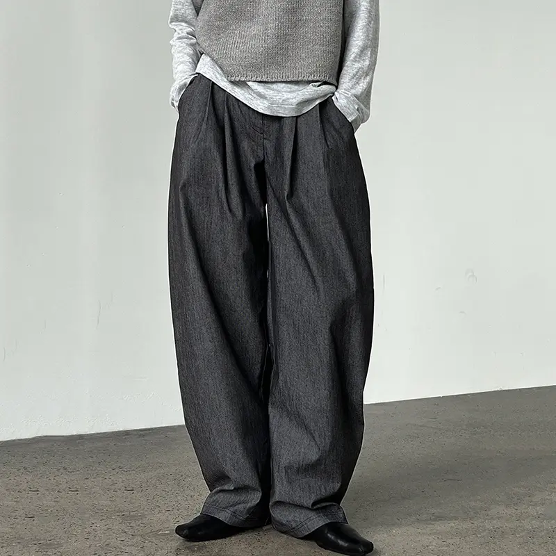 LANMREM Micro-flared Suit Pants With Draping Women's 2025 Autumn New Loose Wide Leg Trousers Chic Korean Fashion Bottom 2DB4259
