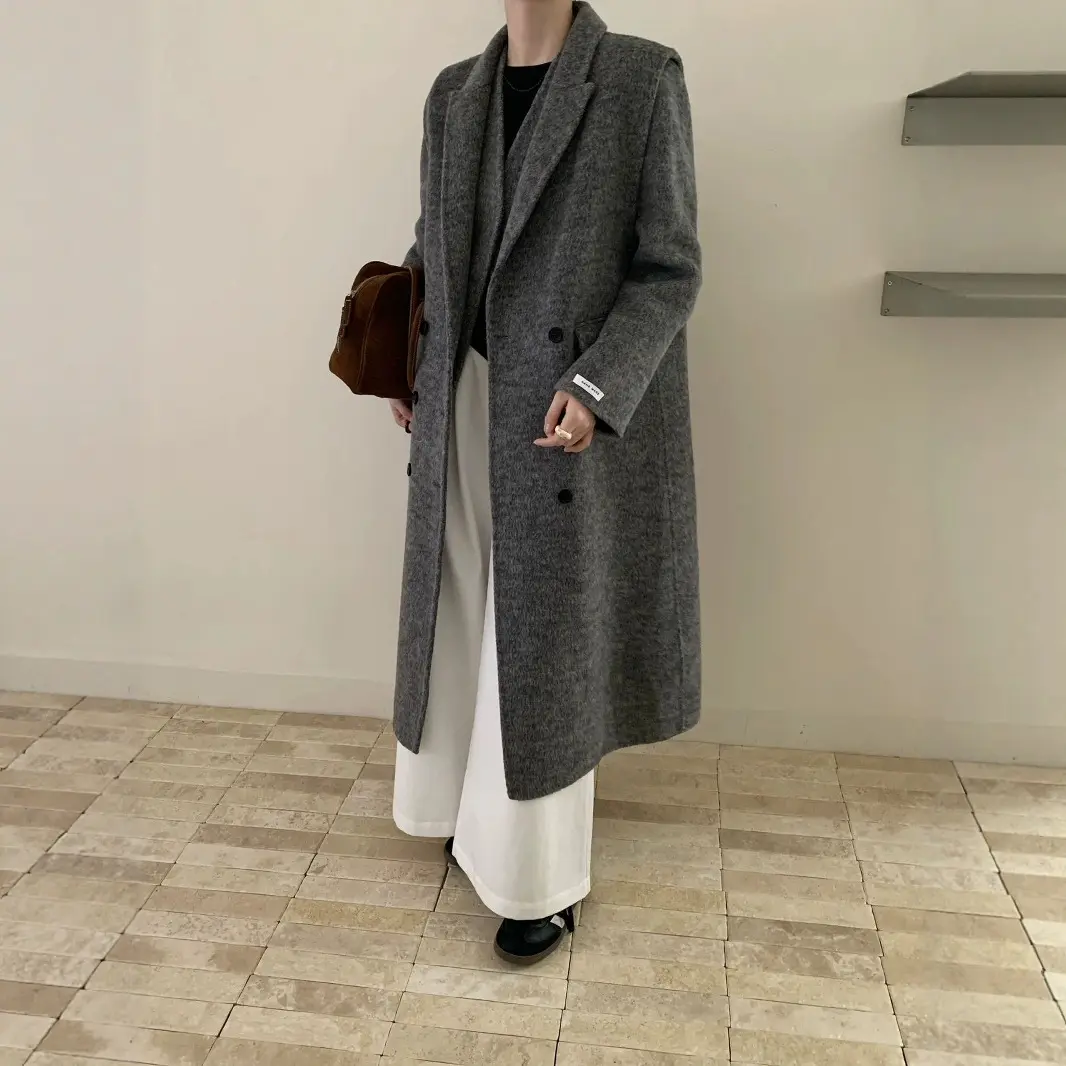 LANMREM High Quality Chic Double-Breasted Long Sleeve Double-Sided Wool Coat Women's Two Pieces Set Woolen Clothing 2DB4242