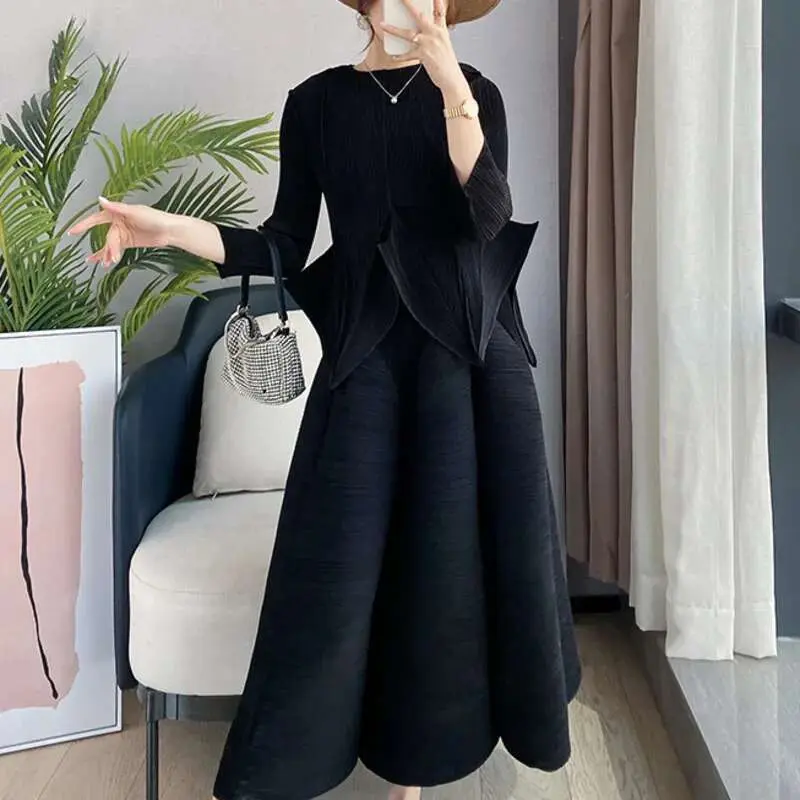LANMREM Three-quarter Sleeve Top Long Length Skirt Suit Women Spring 2025 New Irregular Blouse Skirt Suits 2D1233