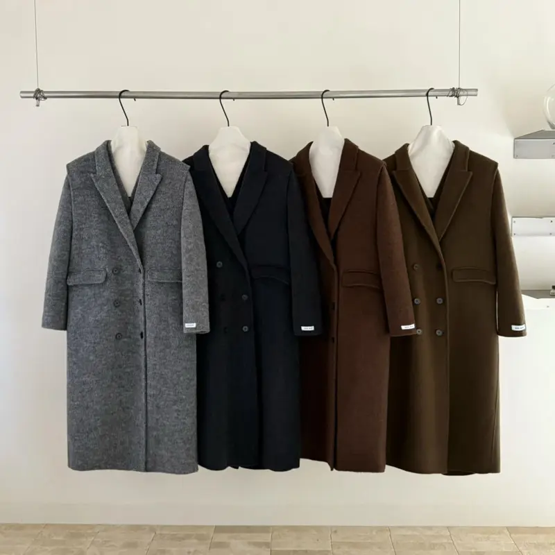 LANMREM High Quality Chic Double-Breasted Long Sleeve Double-Sided Wool Coat Women's Two Pieces Set Woolen Clothing 2DB4242