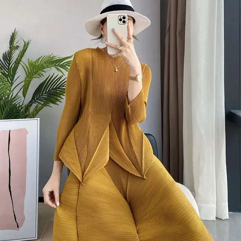 LANMREM Three-quarter Sleeve Top Long Length Skirt Suit Women Spring 2025 New Irregular Blouse Skirt Suits 2D1233