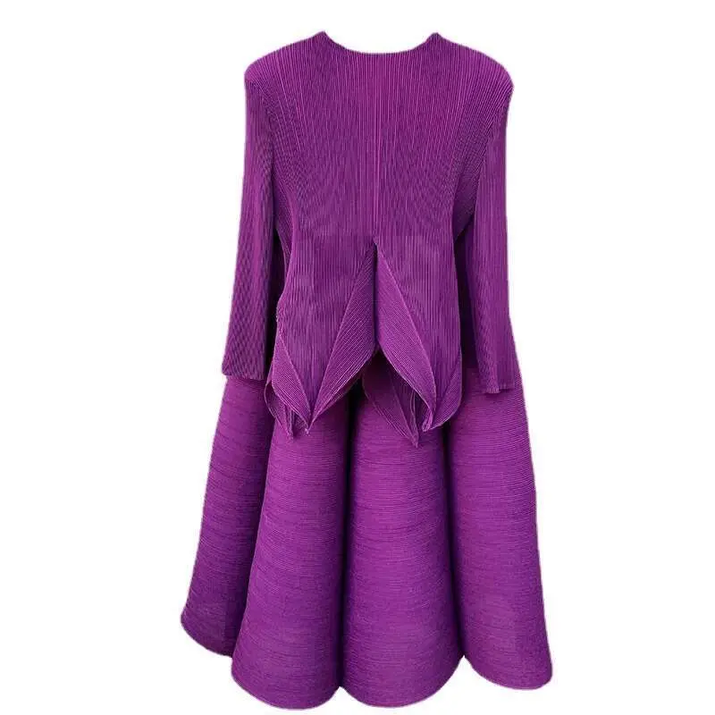 LANMREM Three-quarter Sleeve Top Long Length Skirt Suit Women Spring 2025 New Irregular Blouse Skirt Suits 2D1233