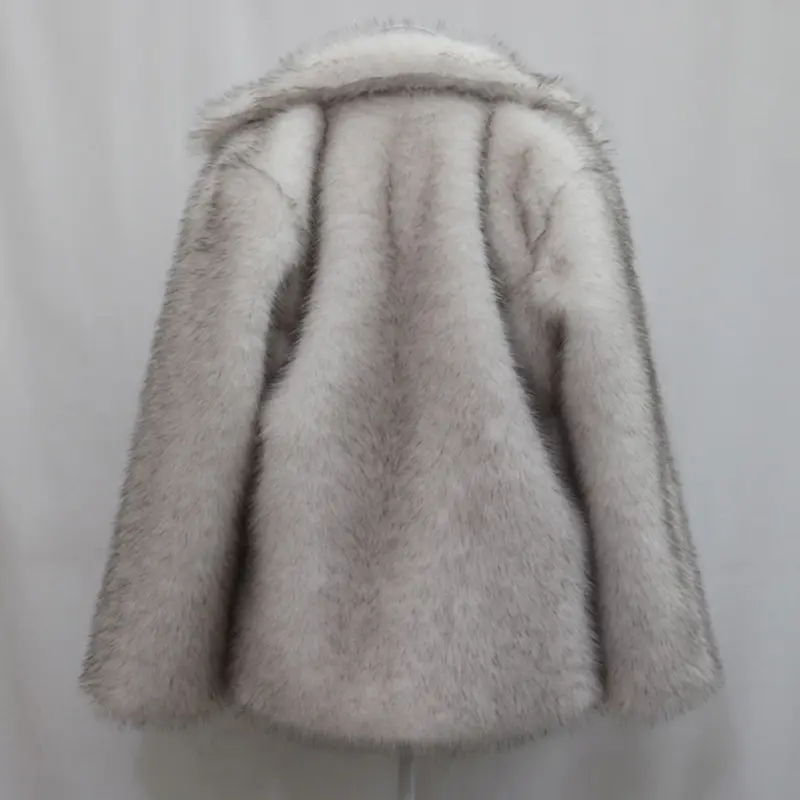 LANMREM High Qualtiy Women's White Notched Collar Faux Fur Coat Winter Casual Warm Loose Short Jackets Party Clothing 2DB4117