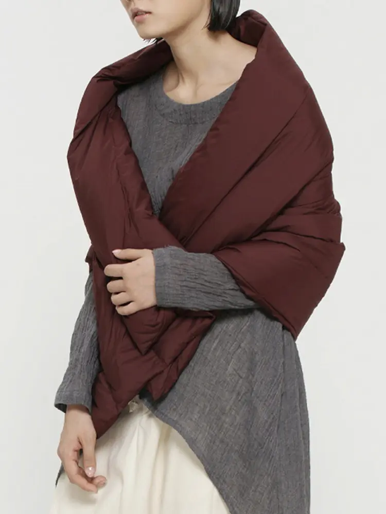 LANMREM Fashion Designer Down Coat Women Irregular Button Short Sleeves Solid Color Warm Clothing Causal 2024 Winter New 2VV224