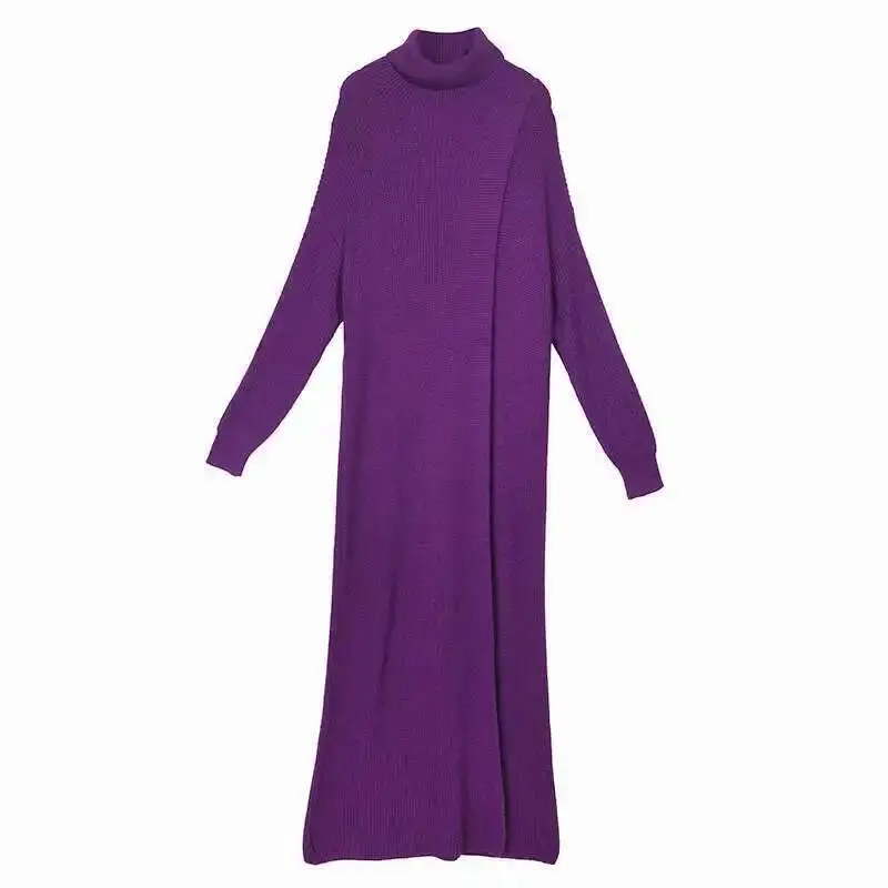 LANMREM Women's Long Turtleneck Sweater Design Pullover Base With Split Fit Long Sleeve 2025 New Kintted Clothes Famale YJ968