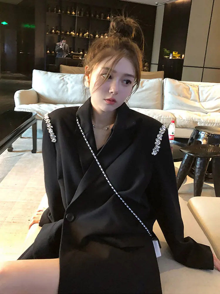 LANMREM Casual Blazer For Women Notched Long Sleeves Solid Color Single Button Fashion Coat 2025 Spring New Clothing CP2779