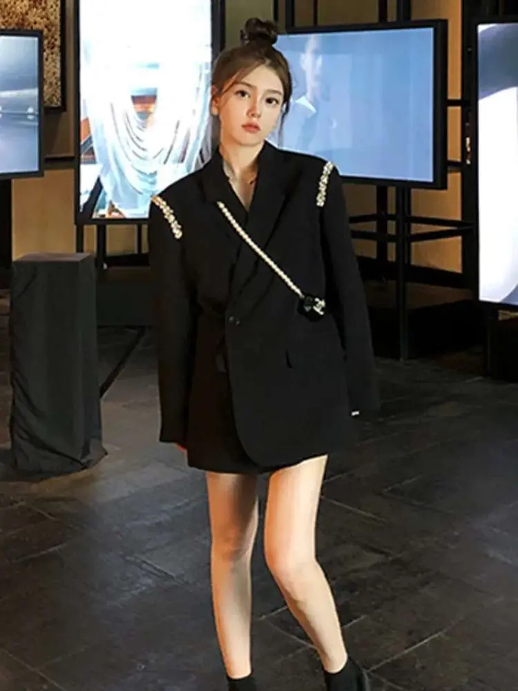 LANMREM Casual Blazer For Women Notched Long Sleeves Solid Color Single Button Fashion Coat 2025 Spring New Clothing CP2779
