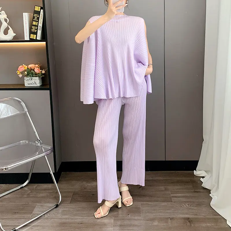 LANMREM Pleated 2025 New Fashion Versatile Comfortable Casual High-end Quality Niche Design Two-piece Set For Women Chic 2DB3746