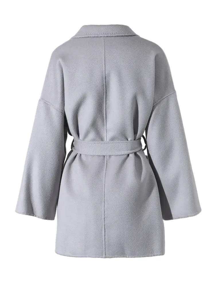 LANMREM Women Luxury Double-sided Woolen Coat Long Sleeve Solid Color Cardigan Cashmere Soft Coats Female 2025 Spring New 2W402