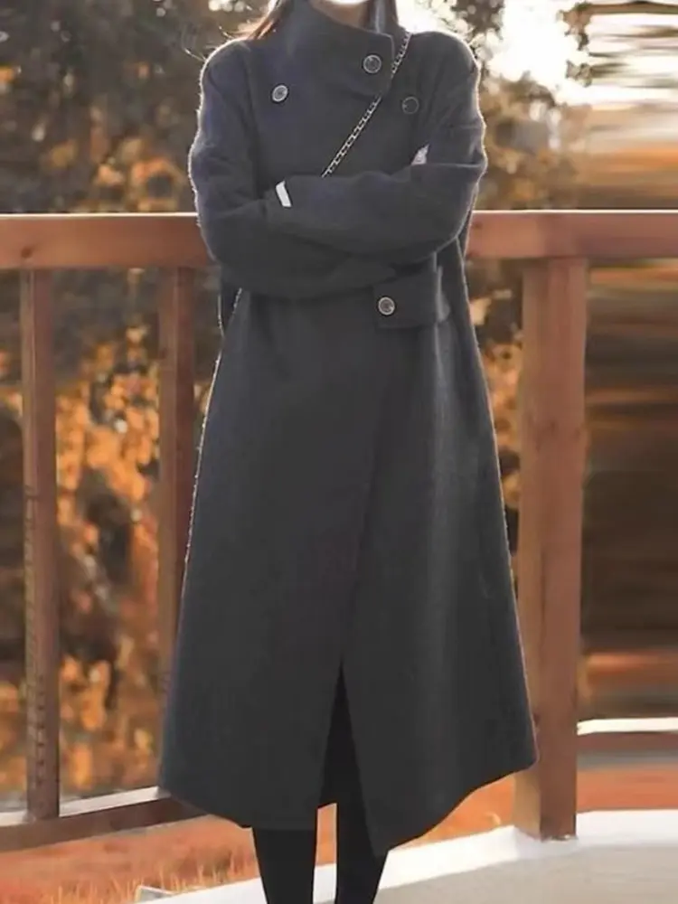 LANMREM Female Double-sided Wool Coat 2025 Spring And Winter New Korean Version High-end Long Woolen Coats Office Lady 2DB1096