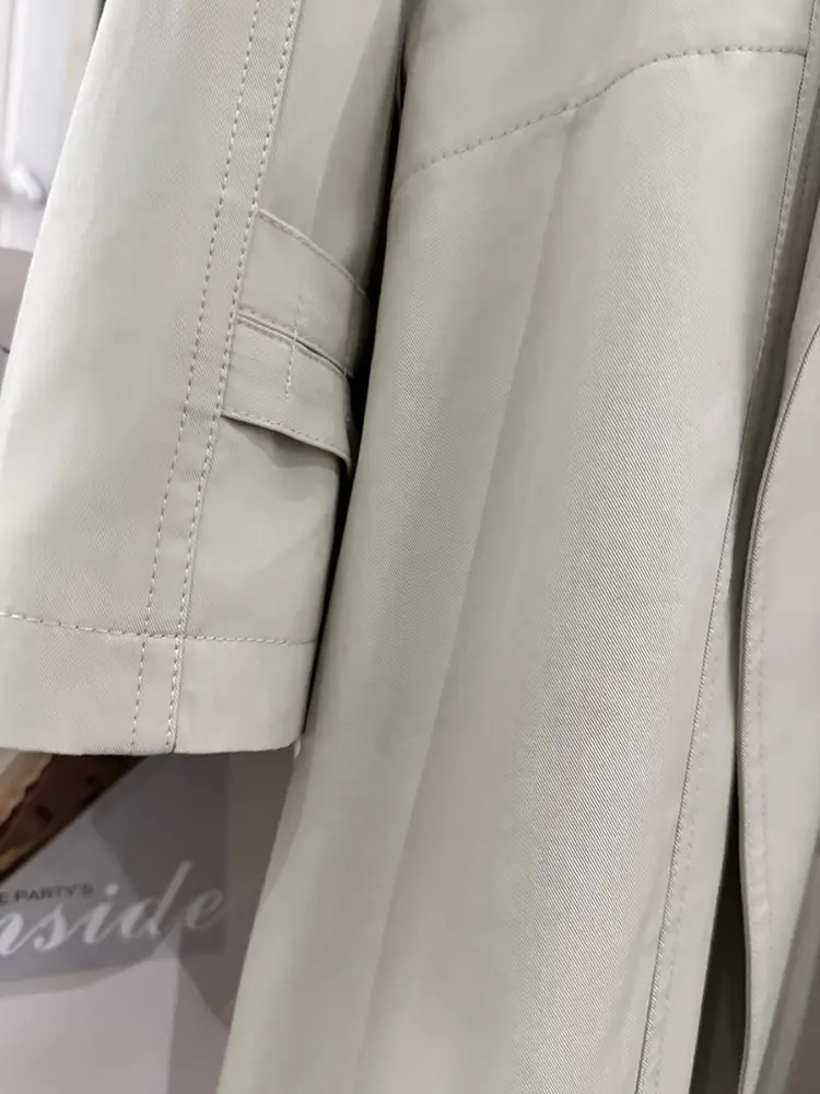 LANMREM High Quality Beige Grey Korean Style Minimalist Trench Coat Women's 2025 New Loose Causal Windbreaker Long Coats 2DB2707