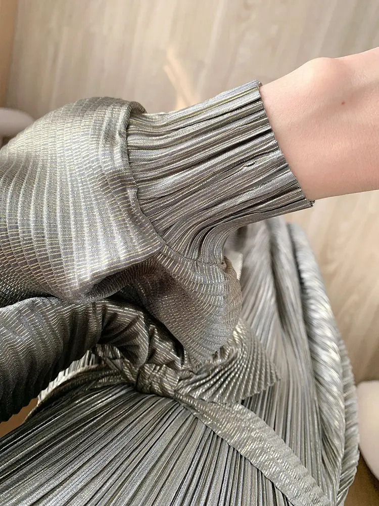 LANMREM 2024 Spring Fashion Pleated Irregular Dress Women Lantern Sleeves Belt Gathered Waist Dresses Elegant New 2AA4710
