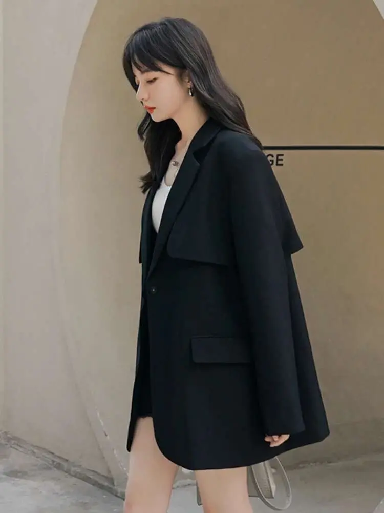 LANMREM Fashion Blazer For Women Notched Long Sleeves Solid Color Belt Gathered Waist Coats Elegant 2024 New Clothing 2Z1227