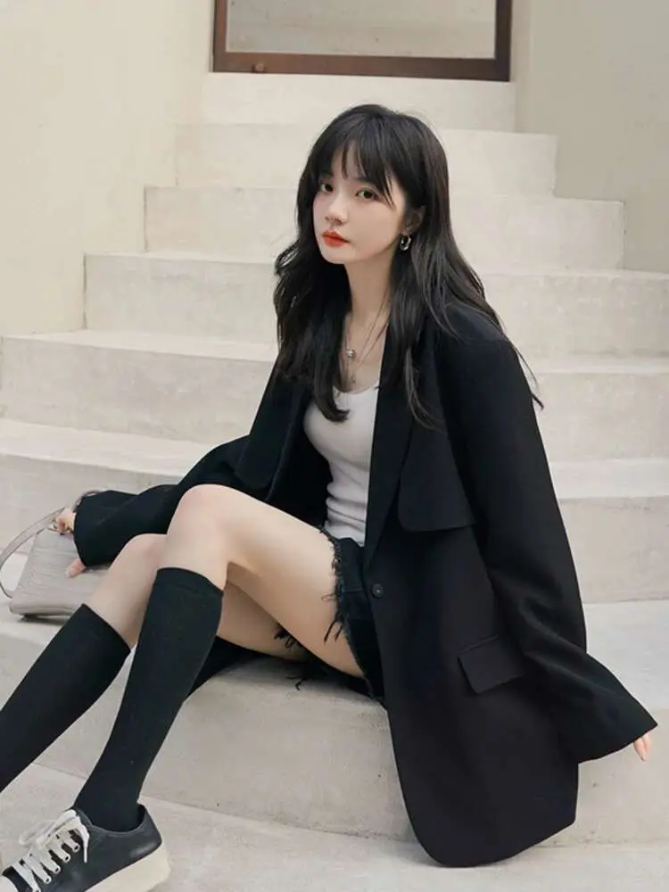 LANMREM Fashion Blazer For Women Notched Long Sleeves Solid Color Belt Gathered Waist Coats Elegant 2024 New Clothing 2Z1227