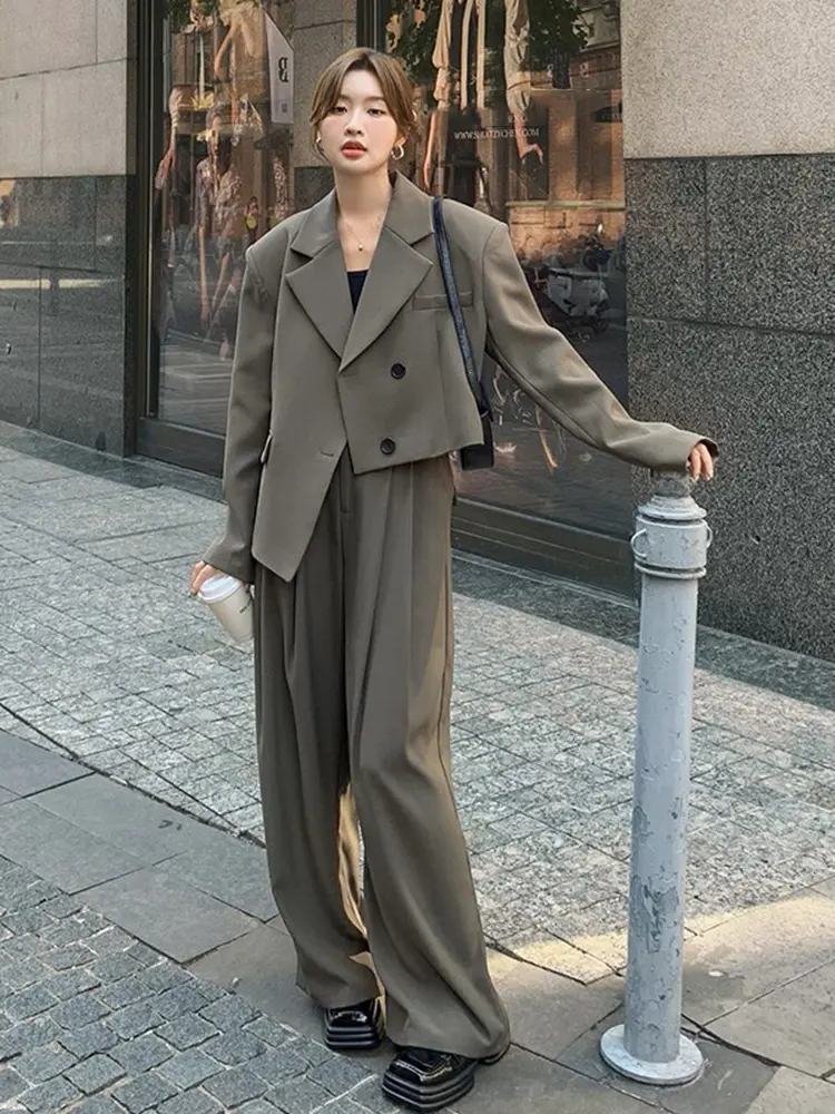 LANMREM Designer Women Top Pants Two Pieces Set Solid Color Fashion Asymmetrical Female Clothes 2025 Spring New Arrival 2YA101