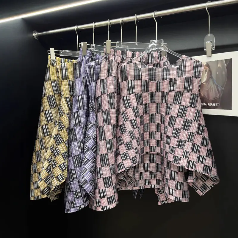 LANMREM Summer Pleated Women's Sleeveless Two Pieces Set Round Collar Loose Irregular T-shirt And Elastic Waist Skirt 2DB3773