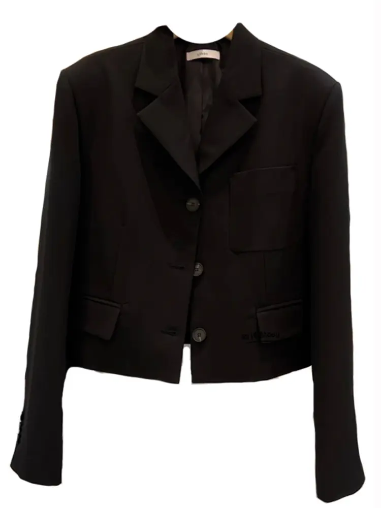 LANMREM Short Blazer Coat For Women Long Sleeves Single Breasted Pockets Office Lady Chic Clothing 2024 Summer New 2DA5309