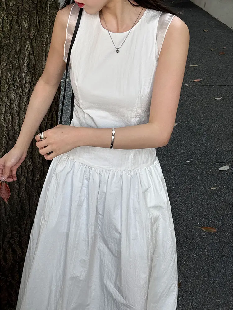 LANMREM French Classic Cuff Color Blocked Tank Top Dresses Women's 2025 New Slim Fit Waist Sleeveless Dress Summer Chic 2DB2676