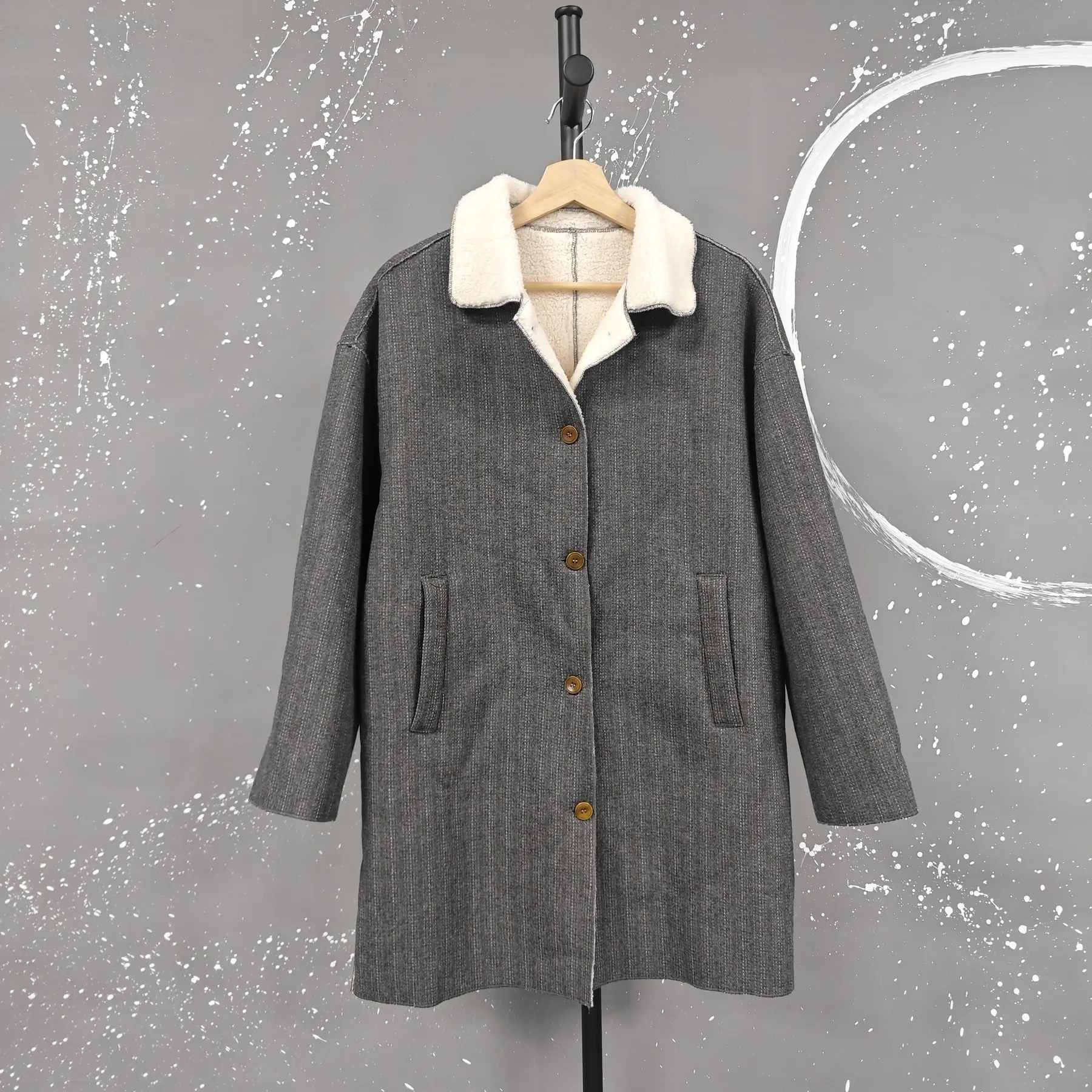 LANMREM Korean Style Winter Lamb Fur Coat For Women Lapel Mid Length Warm Thick Clothing Fashion Female New Jackets 2VV2058