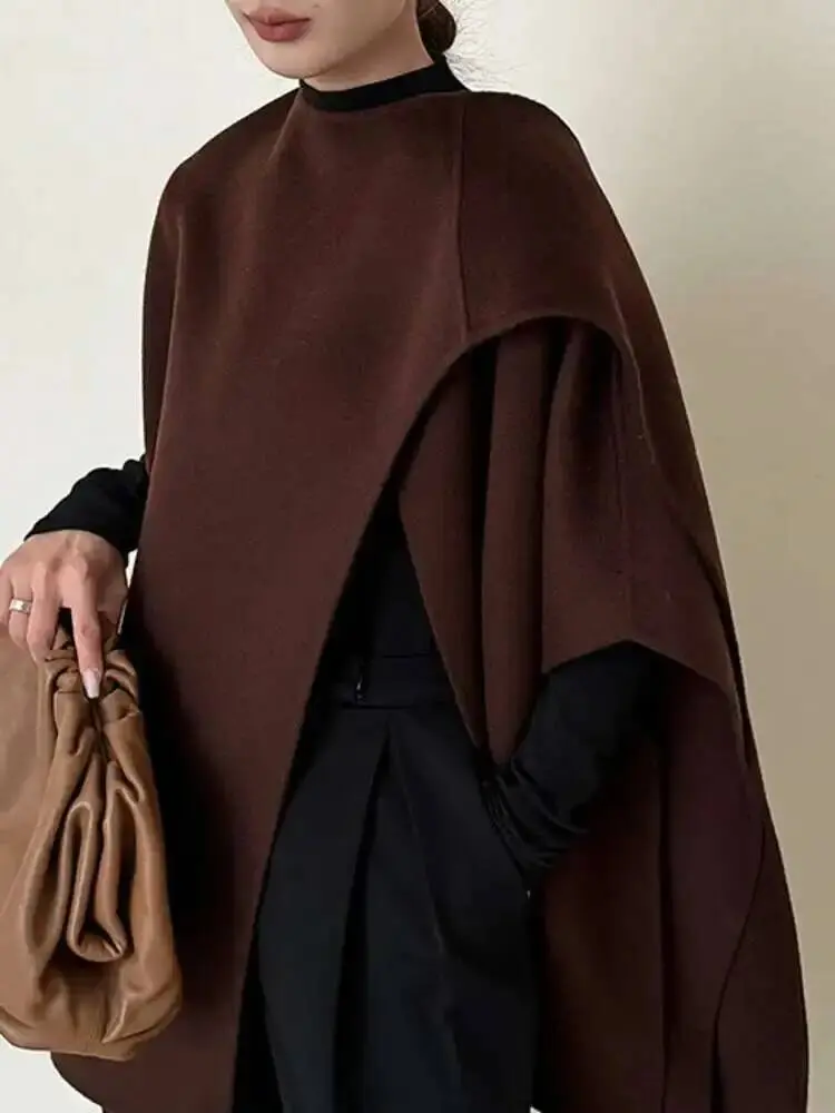 LANMREM Double Sided 100% Wool Cape Shawl Woolen Coat Women's Autumn And Winter New Minimalist Style High-end Top 2DA9702