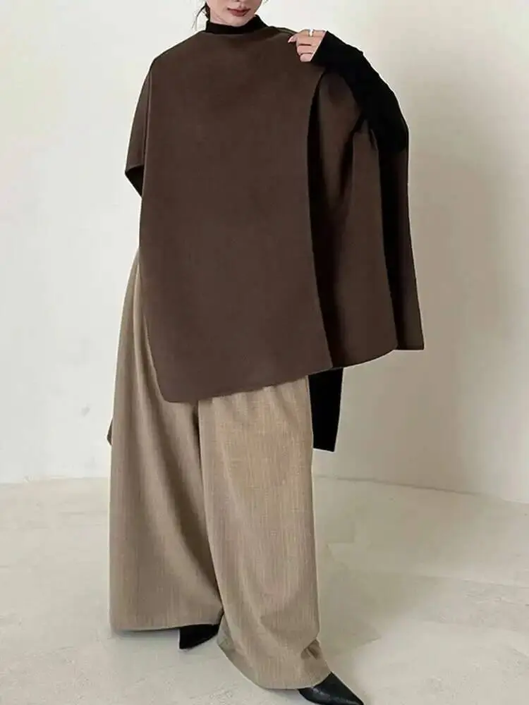 LANMREM Double Sided 100% Wool Cape Shawl Woolen Coat Women's Autumn And Winter New Minimalist Style High-end Top 2DA9702