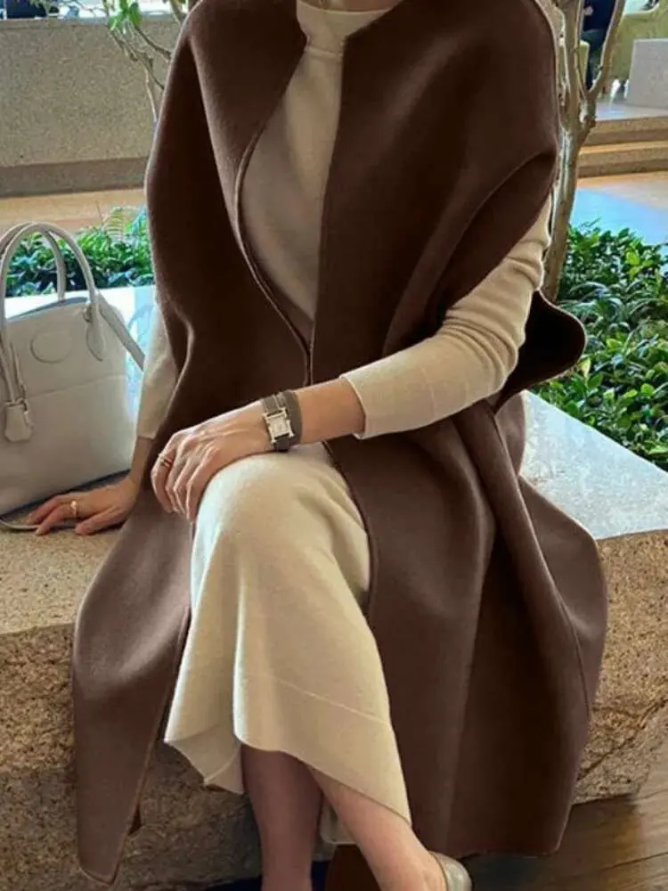 LANMREM 2025 Spring Winter Woolen Women Coat Solid Elegant Vintage Thick Korean Batwing Style Fashion Chaqueta Mujer 2R8845