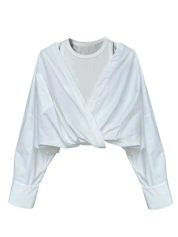 LANMREM French Style High-end Off Shoulder Shirt With Knitted Vest Office Lady Fashion Clothing 2025 Spring New 2DB1929