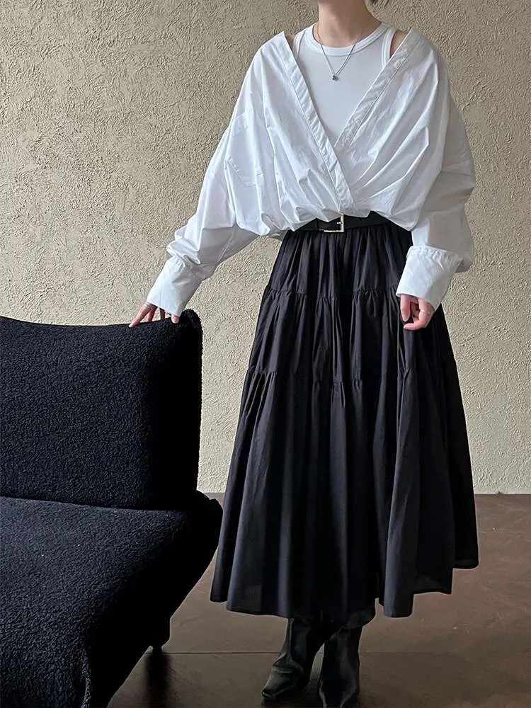 LANMREM French Style High-end Off Shoulder Shirt With Knitted Vest Office Lady Fashion Clothing 2025 Spring New 2DB1929