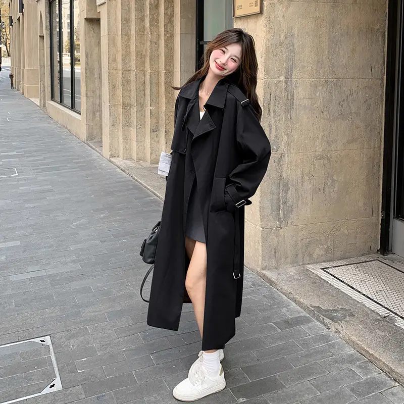 LANMREM Niche Chic Angora Red Women's Trench Coat 2025 Autumn New Korean Style Casual Fashion Bandage Design Windbreaker 2DB3824