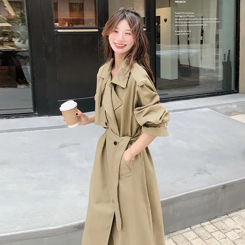 LANMREM Niche Chic Angora Red Women's Trench Coat 2025 Autumn New Korean Style Casual Fashion Bandage Design Windbreaker 2DB3824