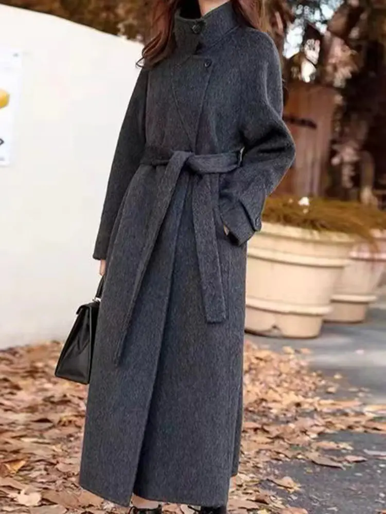 LANMREM Double-sided Wool Coat Long Length Korean Style Loose Casual Woolen Red Coats Female Luxury Clothing Winter New 2DB1097