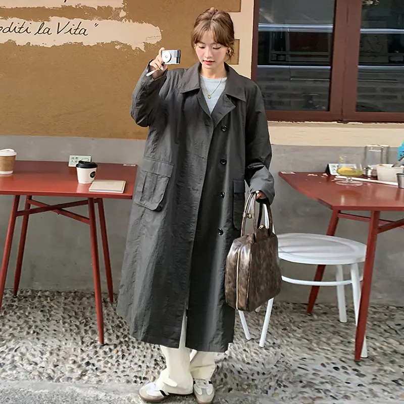 LANMREM High-end Korean Style Women's Trench Coat With Big Pockets Chic New Loose Casual Fashionable Elegant Windbreaker 2DB3821