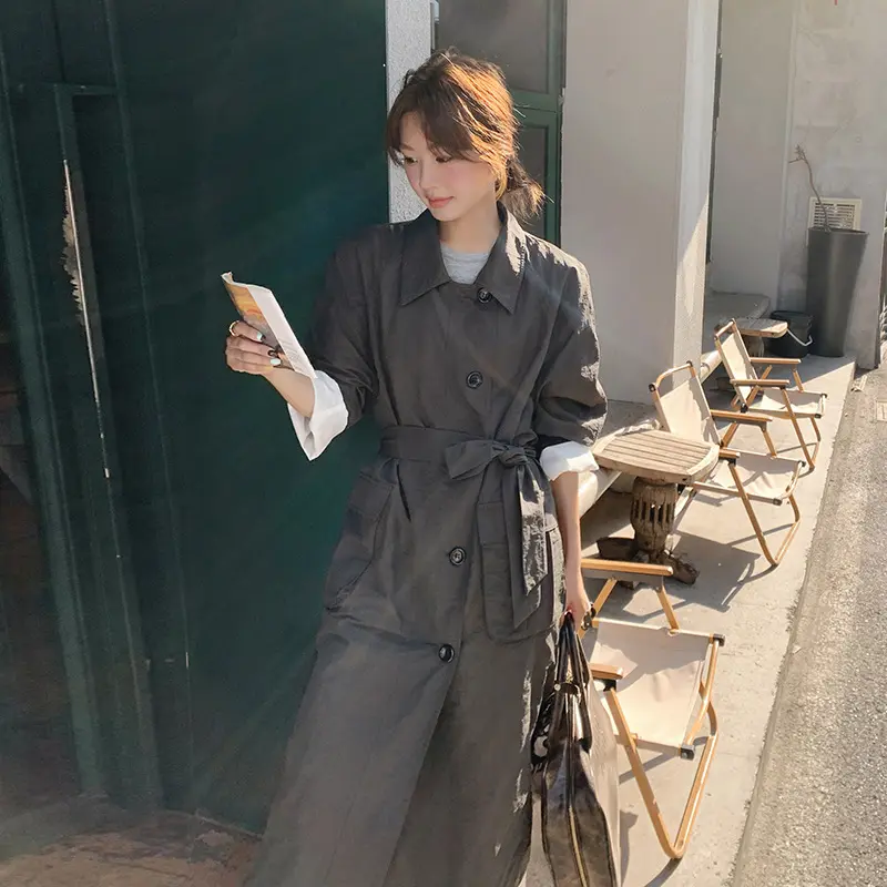 LANMREM High-end Korean Style Women's Trench Coat With Big Pockets Chic New Loose Casual Fashionable Elegant Windbreaker 2DB3821