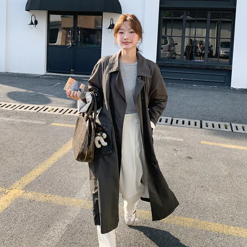 LANMREM High-end Korean Style Women's Trench Coat With Big Pockets Chic New Loose Casual Fashionable Elegant Windbreaker 2DB3821