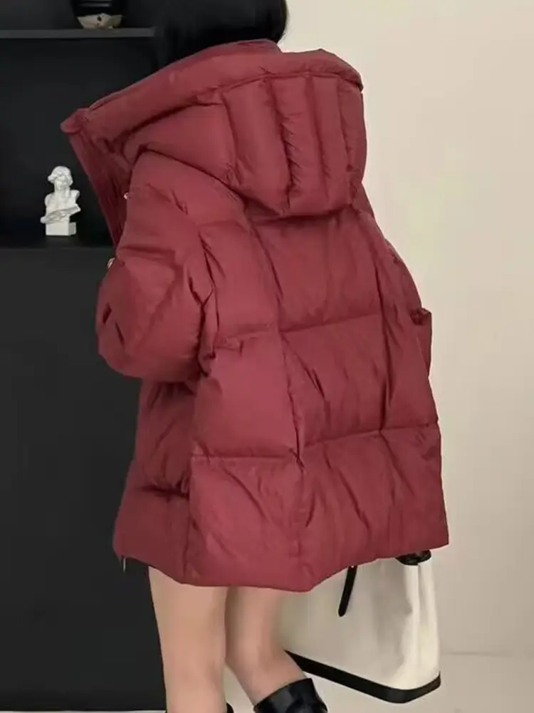 LANMREM Fashion Designer Warm Cotton Jackets Women's Hooded Solid Color Zipper Coat Versatile Winter New Clothing 2VV1813