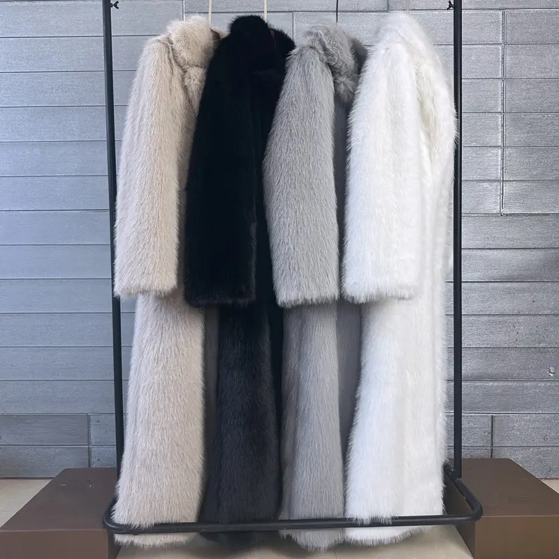 LANMREM Thick Faux Fur Long Coat For Women Suit Collar Long Sleeve Casual Warm Soft Winter Women's Long Sleeve Overcoat 2DB3920