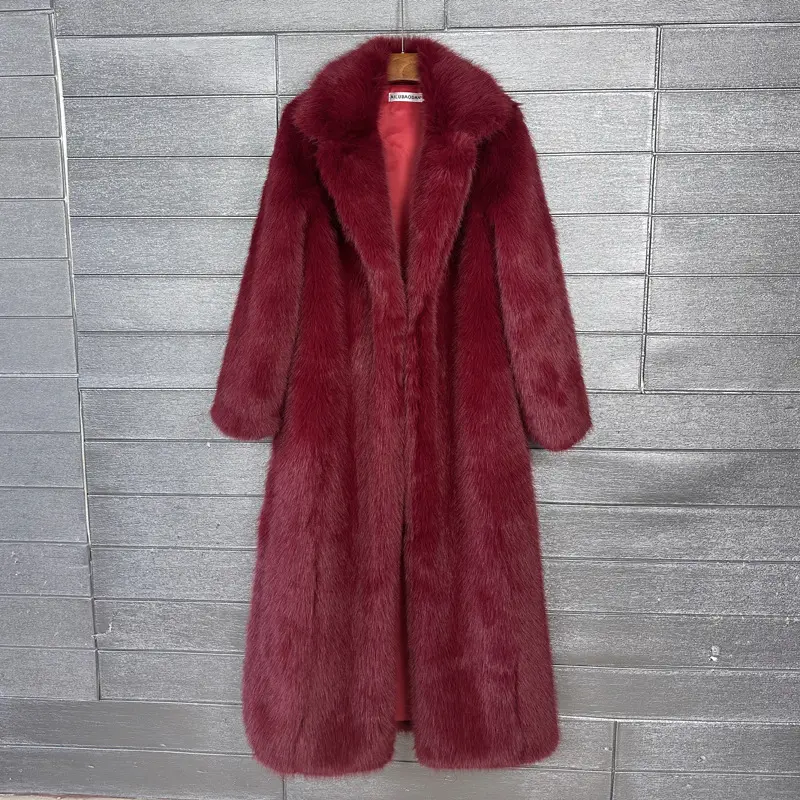 LANMREM Thick Faux Fur Long Coat For Women Suit Collar Long Sleeve Casual Warm Soft Winter Women's Long Sleeve Overcoat 2DB3920